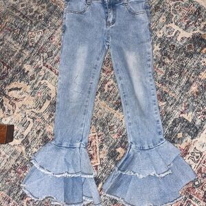 Girls Light Blue Flared Jeans